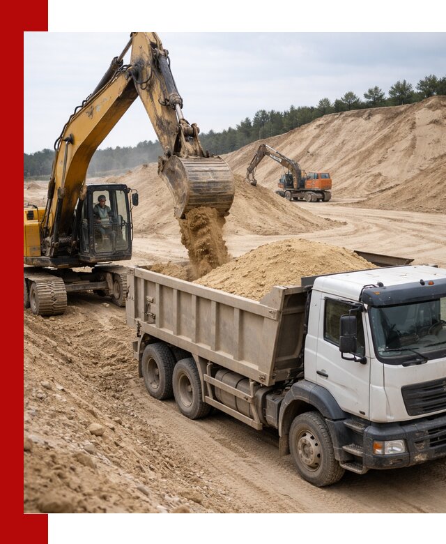 Доставка карьерного песка с самосвалами и разгрузкой в Красном Сулине