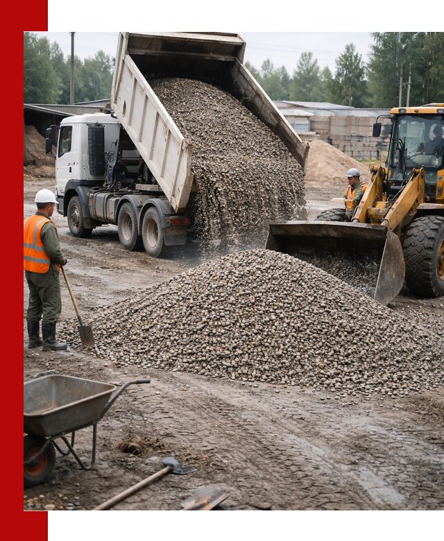 Мытый гравий с доставкой в Красном Сулине от карьера до участка