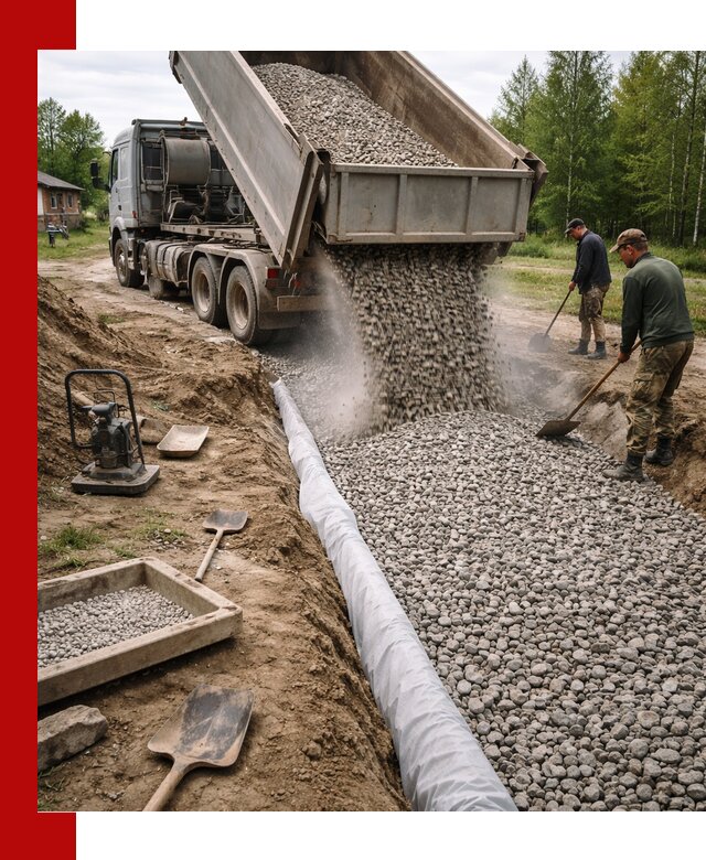 Гравий для дренажа с доставкой в Красном Сулине качественный и недорогой