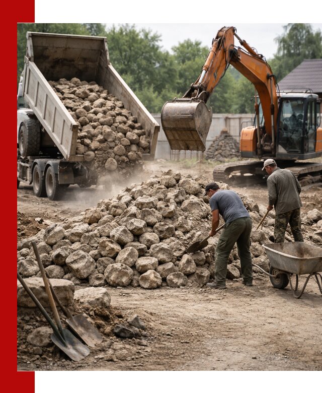 Доставка и разгрузка бутового камня в Красном Сулине