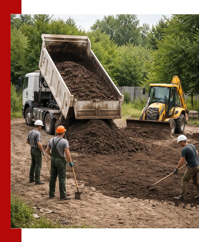 Доставка и укладка грунта для выравнивания участка в Красном Сулине
