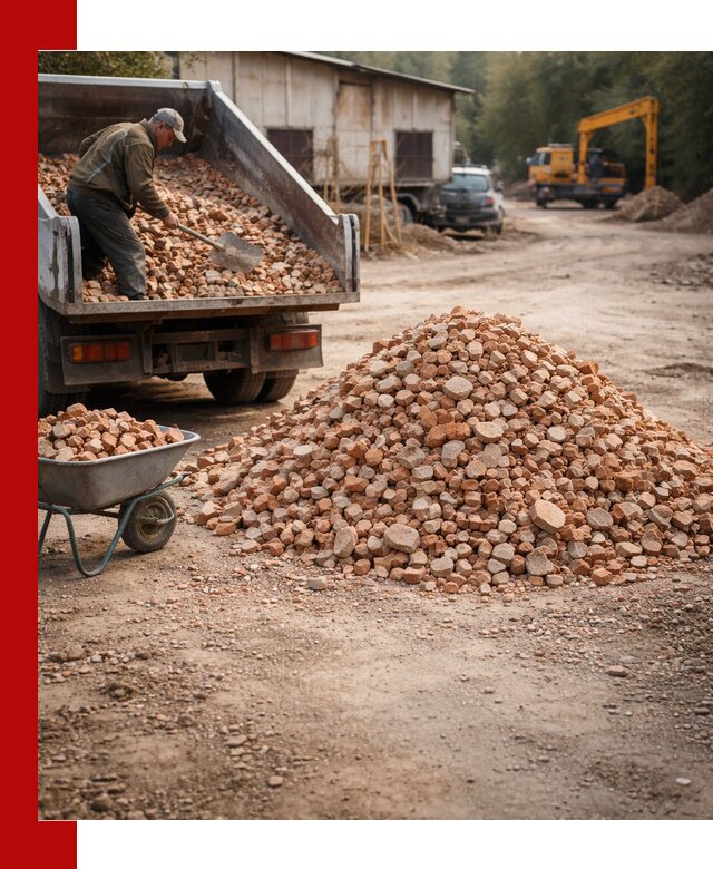 Доставка и подушка из боя кирпича с разгрузкой в Красном Сулине