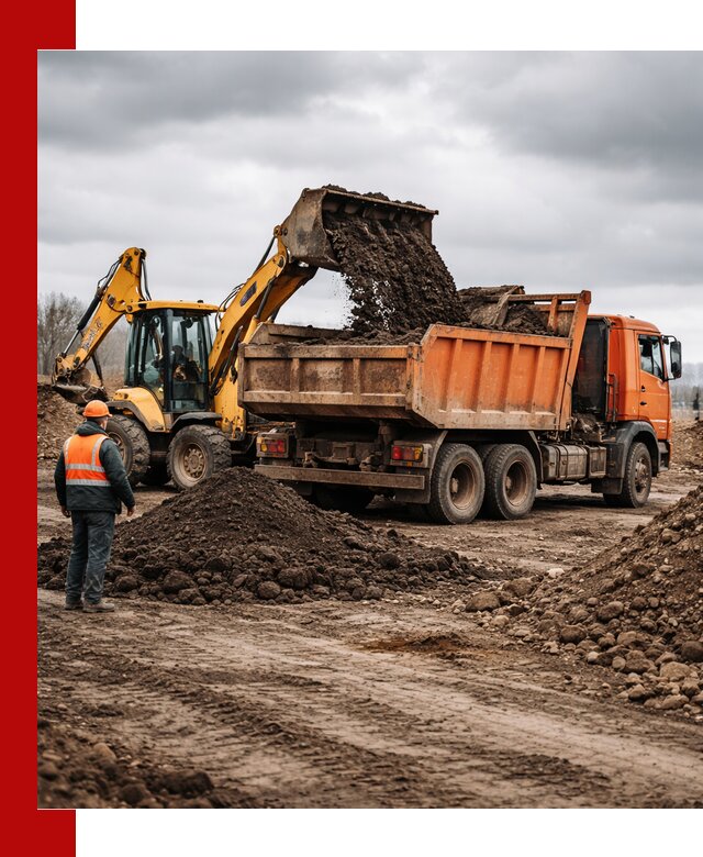 Вывоз грунта и строительного мусора в Красном Сулине грузовыми самосвалами