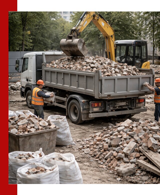 Вывоз строительного мусора в Красном Сулине с самосвалами и контейнерами