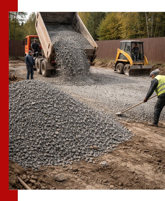 Отсыпка участка щебнем с доставкой и уплотнением в Красном Сулине